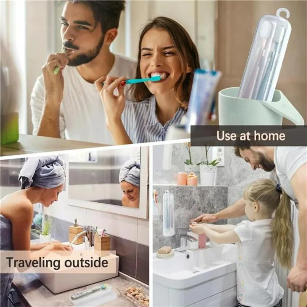 Toothbrush travel case holder set portable container for manual toothbrushes